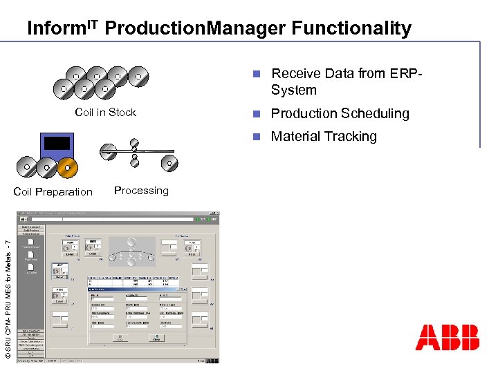 Inform. IT Production. Manager Functionality n © SRU CPM- PRU MES for Metals -