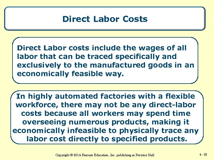 Direct Labor Costs Direct Labor costs include the wages of all labor that can