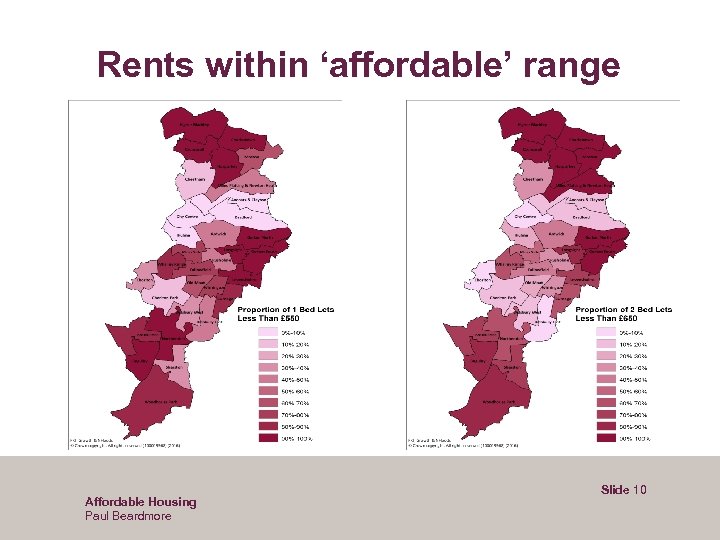 Rents within ‘affordable’ range Affordable Housing Paul Beardmore Slide 10 