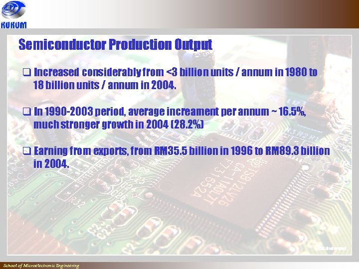 Semiconductor Production Output q Increased considerably from <3 billion units / annum in 1980