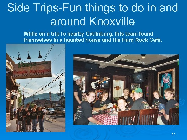 Side Trips-Fun things to do in and around Knoxville While on a trip to