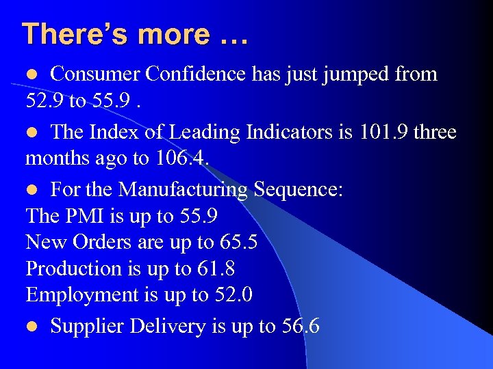 There’s more … Consumer Confidence has just jumped from 52. 9 to 55. 9.