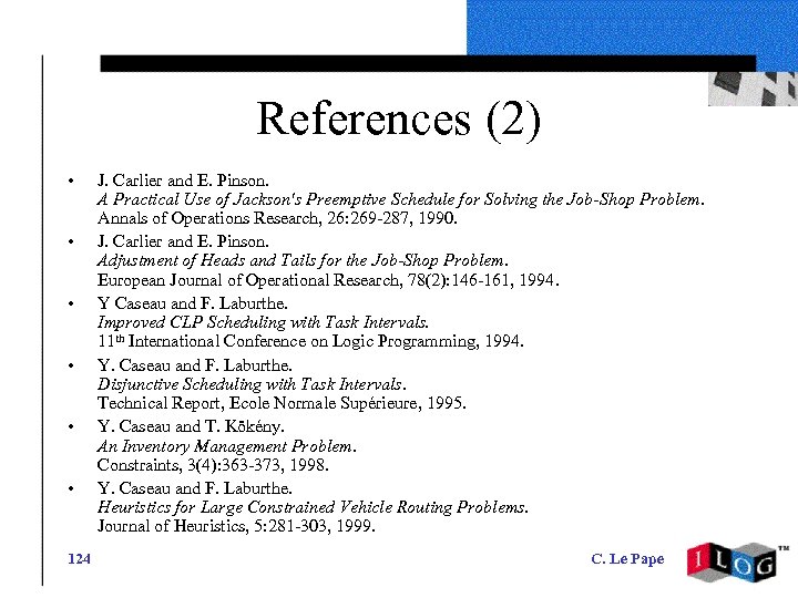 References (2) • • • 124 J. Carlier and E. Pinson. A Practical Use