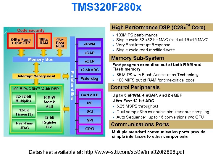 TMS 320 F 280 x High Performance DSP (C 28 x Code security §