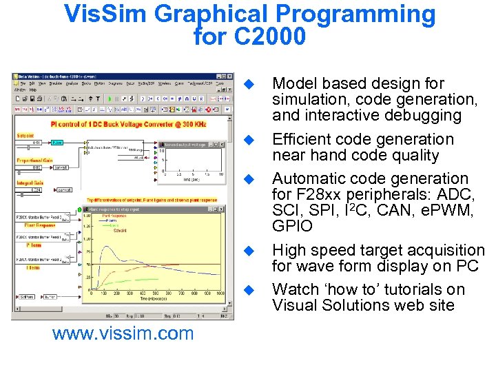 Vis. Sim Graphical Programming for C 2000 u u u www. vissim. com Model