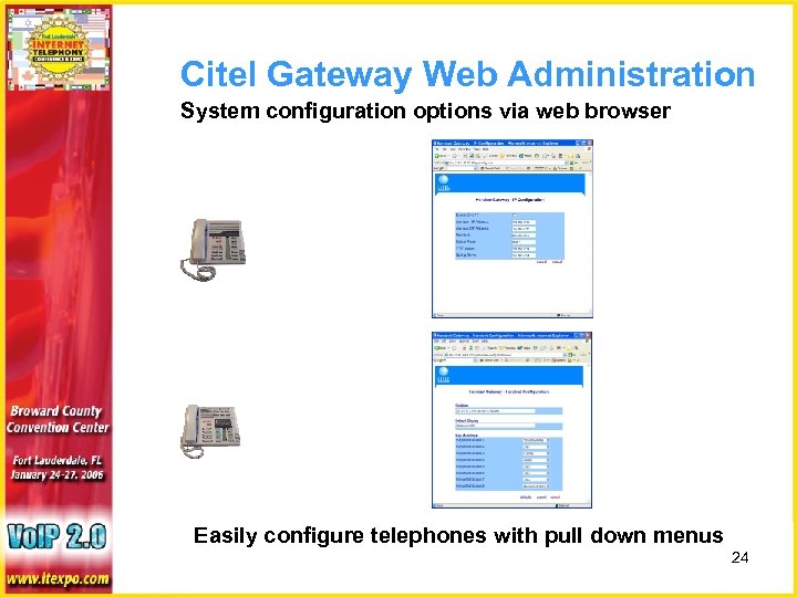 Citel Gateway Web Administration System configuration options via web browser Easily configure telephones with