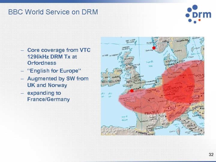 BBC World Service on DRM – Core coverage from VTC 1296 k. Hz DRM