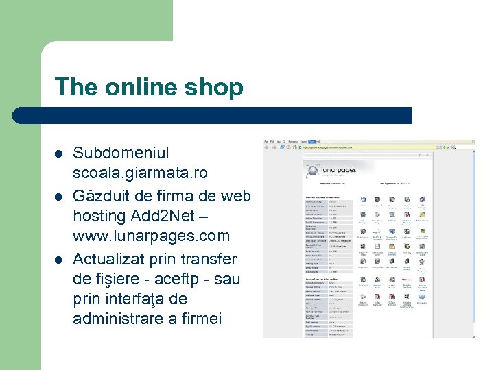 The online shop l l l Subdomeniul scoala. giarmata. ro Găzduit de firma de