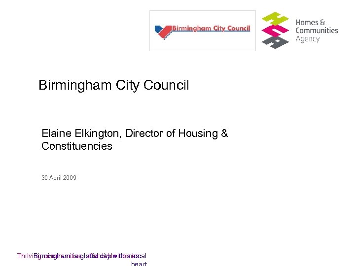 Birmingham City Council Elaine Elkington, Director of Housing & Constituencies 30 April 2009 Birmingham: