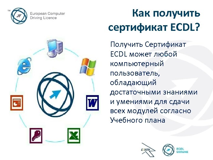 Как получить сертификат ECDL? Получить Сертификат ECDL может любой компьютерный пользователь, обладающий достаточными знаниями