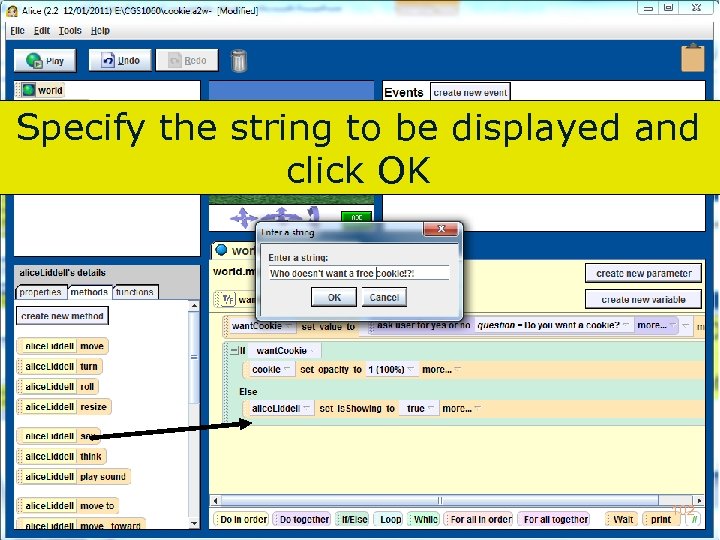Specify the string to be displayed and click OK 102 Copyright 2017 by Janson