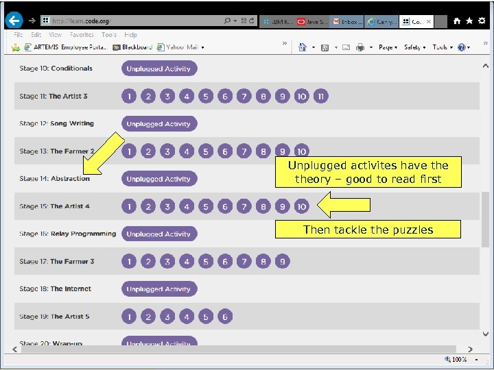 Unplugged activites have theory – good to read first Then tackle the puzzles 54