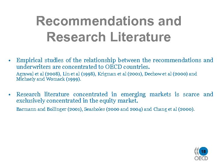 Recommendations and Research Literature • Empirical studies of the relationship between the recommendations and