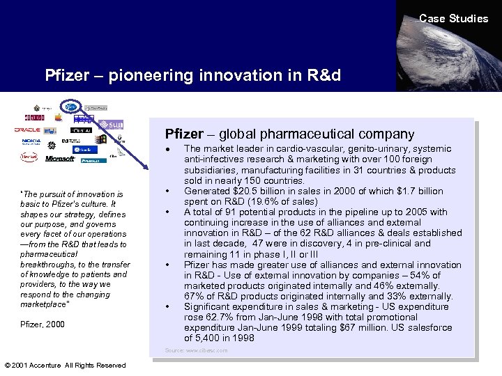 Case Studies Pfizer – pioneering innovation in R&d Pfizer – global pharmaceutical company ·