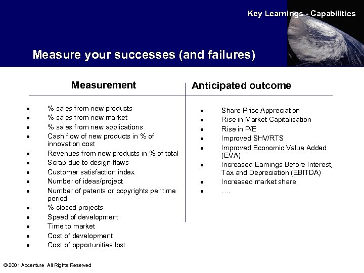 Key Learnings - Capabilities Measure your successes (and failures) Measurement · · · ·