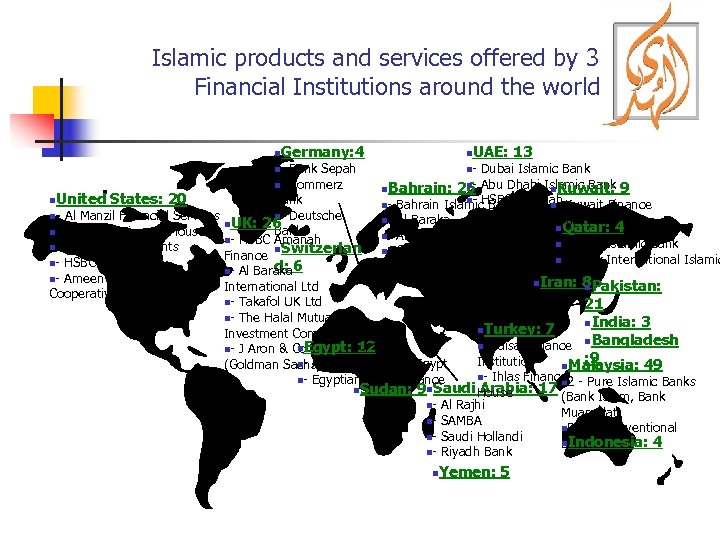 Islamic products and services offered by 300+ Financial Institutions around the world n. Germany: