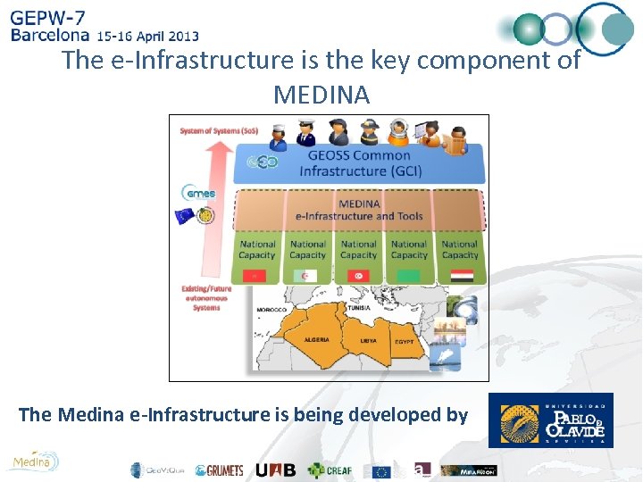 The e-Infrastructure is the key component of MEDINA The Medina e-Infrastructure is being developed