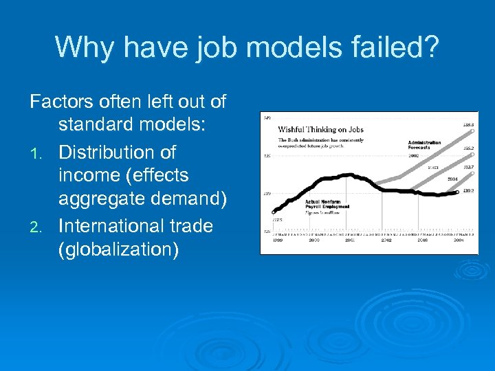 Why have job models failed? Factors often left out of standard models: 1. Distribution