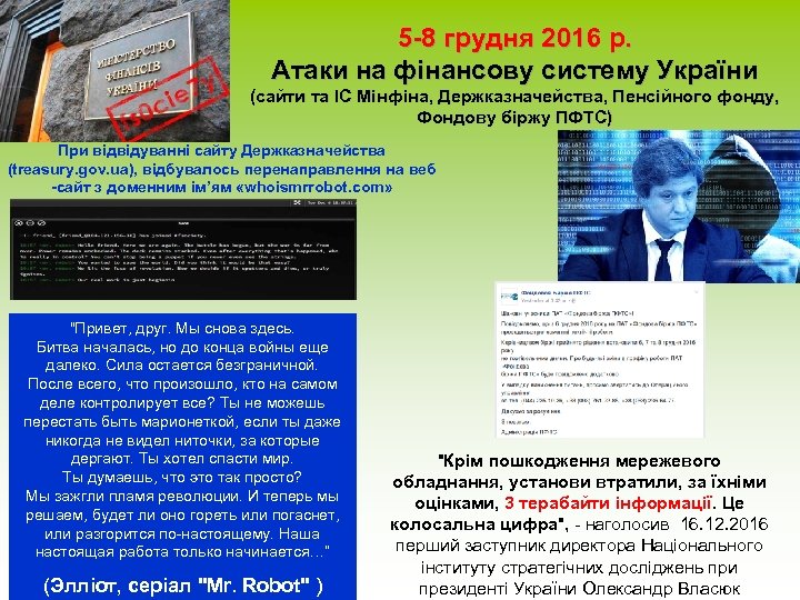 5 -8 грудня 2016 р. Атаки на фінансову систему України (сайти та ІС Мінфіна,