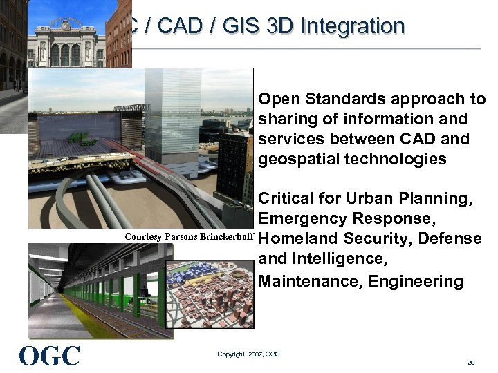 AEC / CAD / GIS 3 D Integration Open Standards approach to sharing of