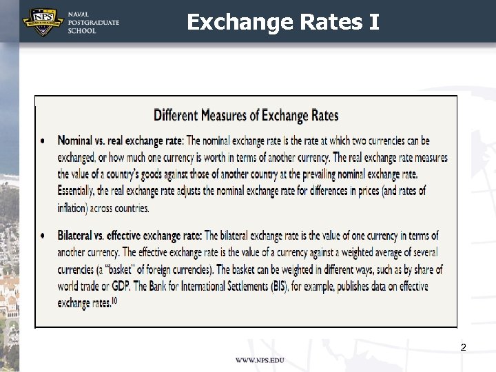 Exchange Rates I 2 