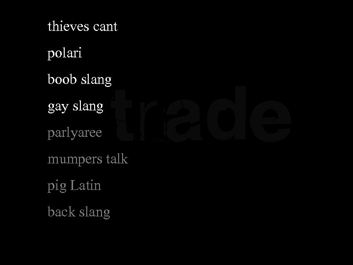 thieves cant polari boob slang gay slang parlyaree mumpers talk pig Latin back slang