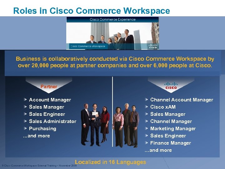 Roles in Cisco Commerce Workspace Image placeholder Business is collaboratively conducted via Cisco Commerce