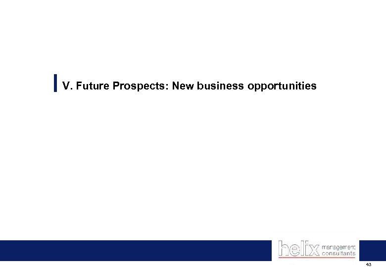 V. Future Prospects: New business opportunities 43 