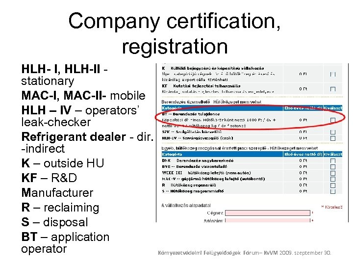 Company certification, registration HLH- I, HLH-II stationary MAC-I, MAC-II- mobile HLH – IV –