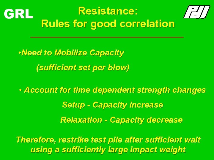 GRL Resistance: Rules for good correlation • Need to Mobilize Capacity (sufficient set per