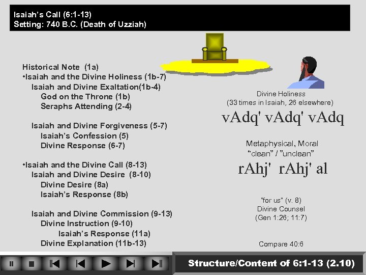 Isaiah’s Call (6: 1 -13) Setting: 740 B. C. (Death of Uzziah) Historical Note