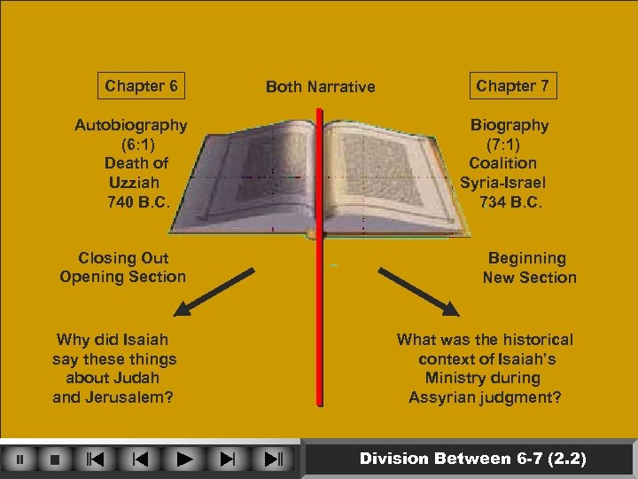 Chapter 6 Autobiography (6: 1) Death of Uzziah 740 B. C. Closing Out Opening