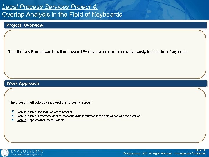 Legal Process Services Project 4: Overlap Analysis in the Field of Keyboards Project Overview