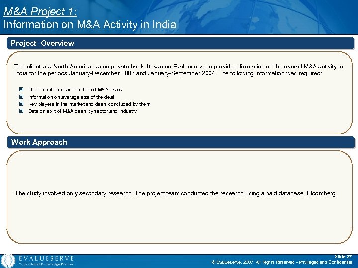 M&A Project 1: Information on M&A Activity in India Project Overview The client is