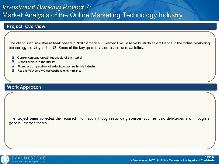 Investment Banking Project 7: Market Analysis of the Online Marketing Technology Industry Project Overview