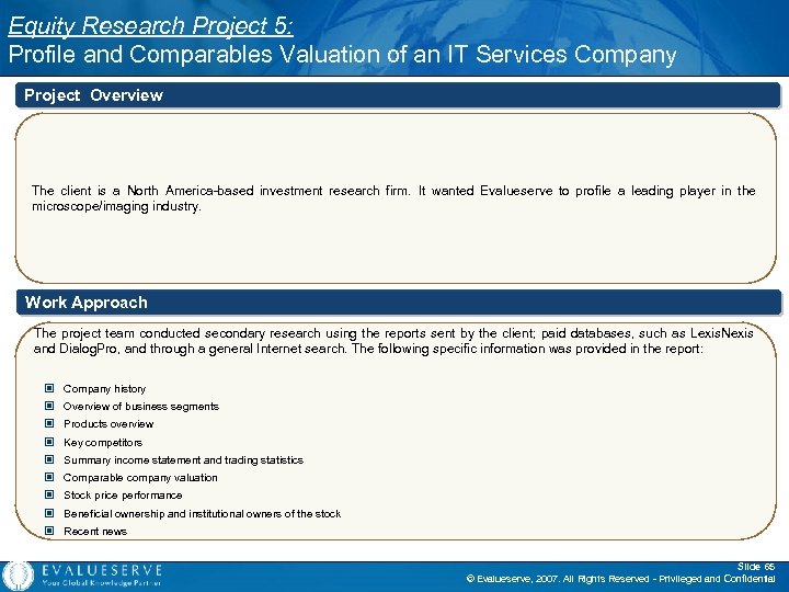 Equity Research Project 5: Profile and Comparables Valuation of an IT Services Company Project