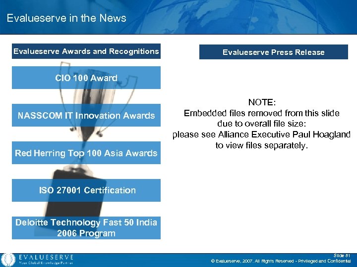 Evalueserve in the News Evalueserve Awards and Recognitions Evalueserve Press Release CIO 100 Award