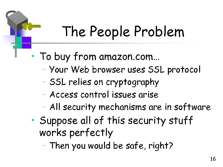 The People Problem • To buy from amazon. com… – – Your Web browser