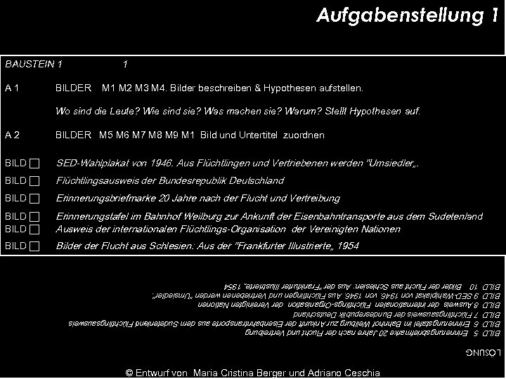 Aufgabenstellung 1 BAUSTEIN 1 1 A 1 BILDER M 1 M 2 M 3