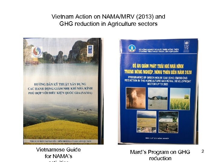 Vietnam Action on NAMA/MRV (2013) and GHG reduction in Agriculture sectors Vietnamese Guide for