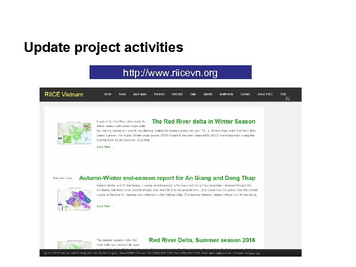 Update project activities http: //www. riicevn. org 