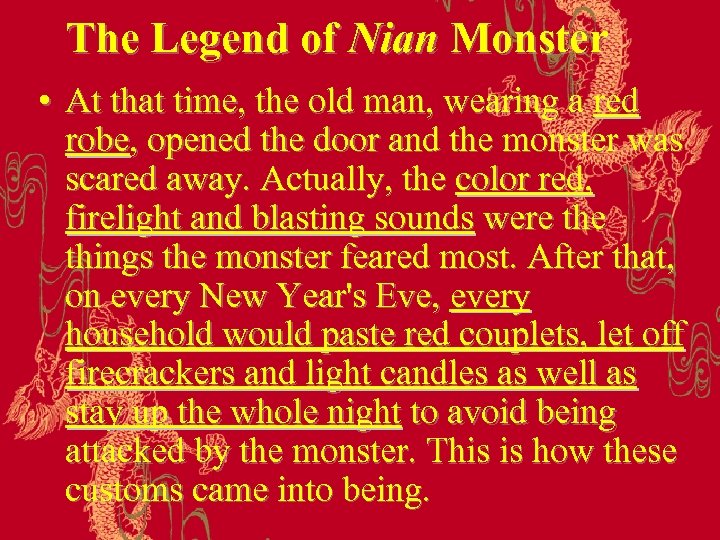 The Legend of Nian Monster • At that time, the old man, wearing a