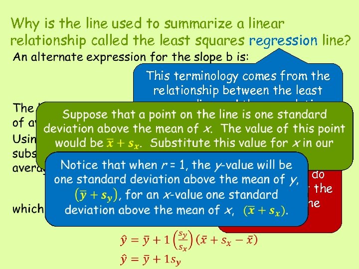 Why is the line used to summarize a linear relationship called the least squares