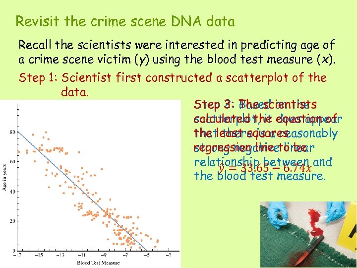 Revisit the crime scene DNA data Recall the scientists were interested in predicting age