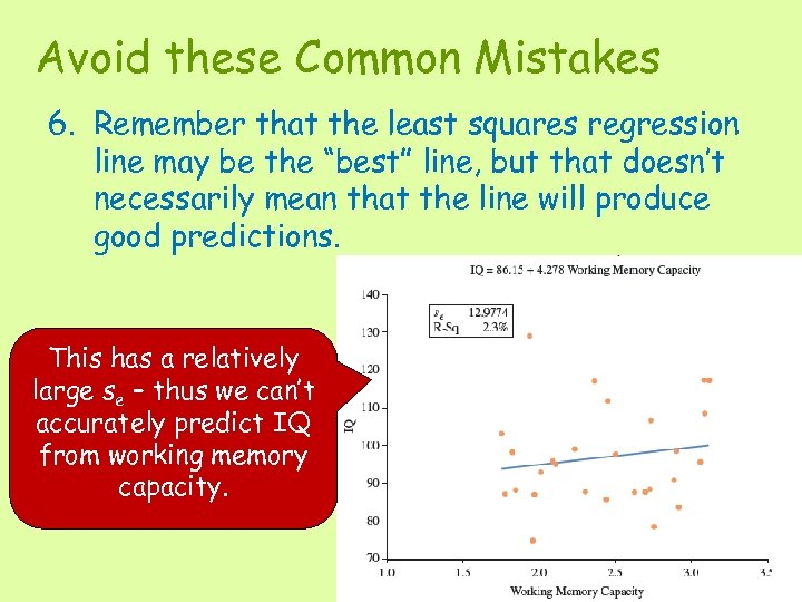 Avoid these Common Mistakes 6. Remember that the least squares regression line may be