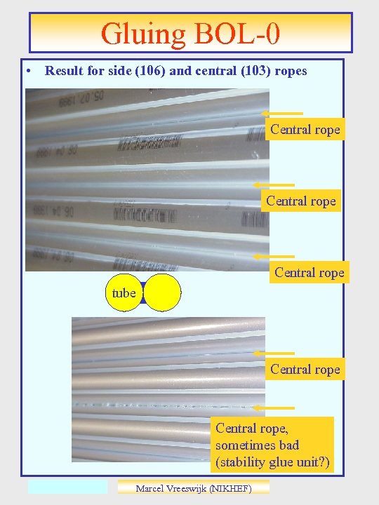 Gluing BOL-0 • Result for side (106) and central (103) ropes Central rope tube
