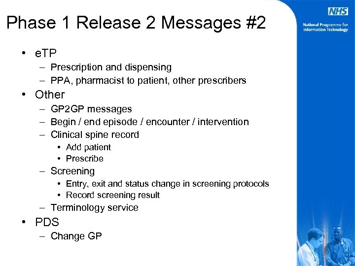 Phase 1 Release 2 Messages #2 • e. TP – Prescription and dispensing –