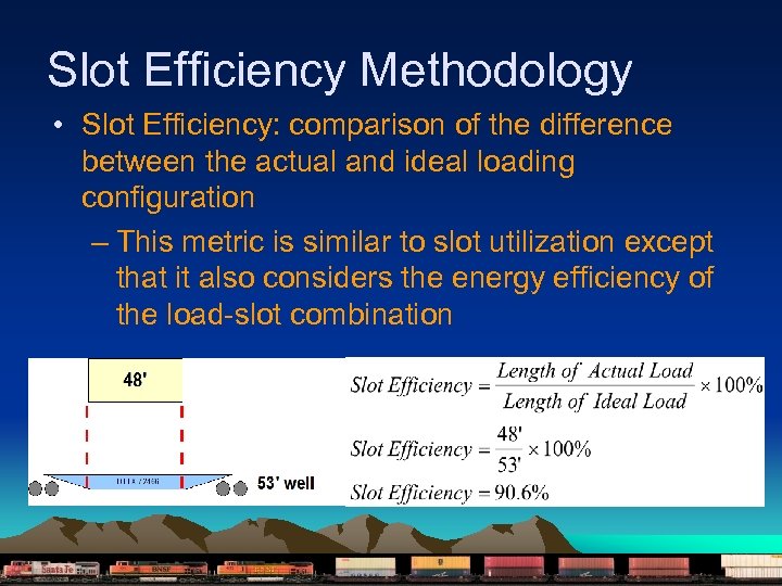 Slot Efficiency Methodology • Slot Efficiency: comparison of the difference between the actual and