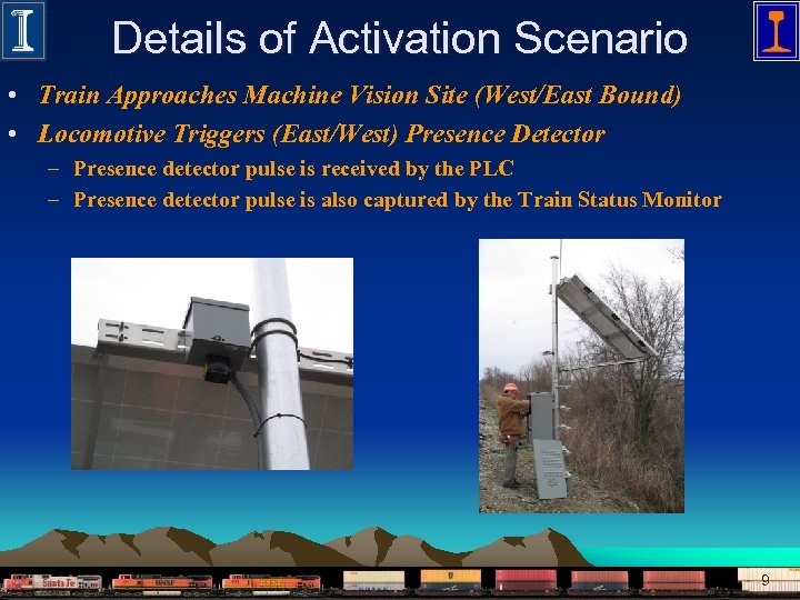 Details of Activation Scenario • Train Approaches Machine Vision Site (West/East Bound) • Locomotive