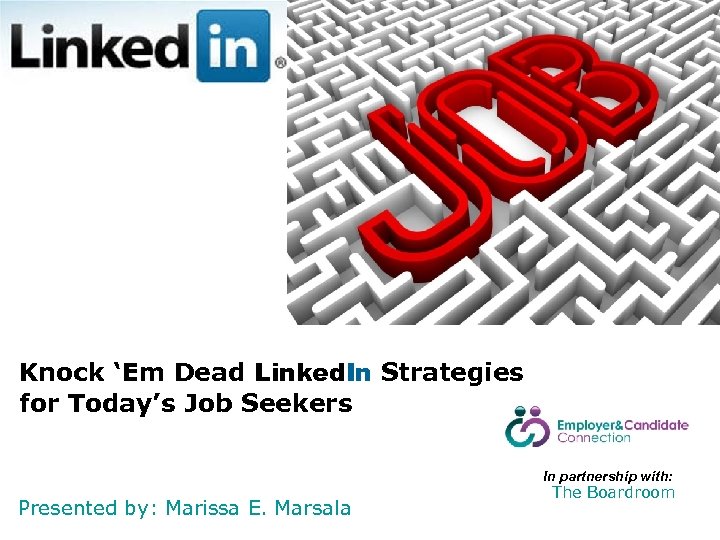 Knock ‘Em Dead Linked. In Strategies for Today’s Job Seekers In partnership with: Presented
